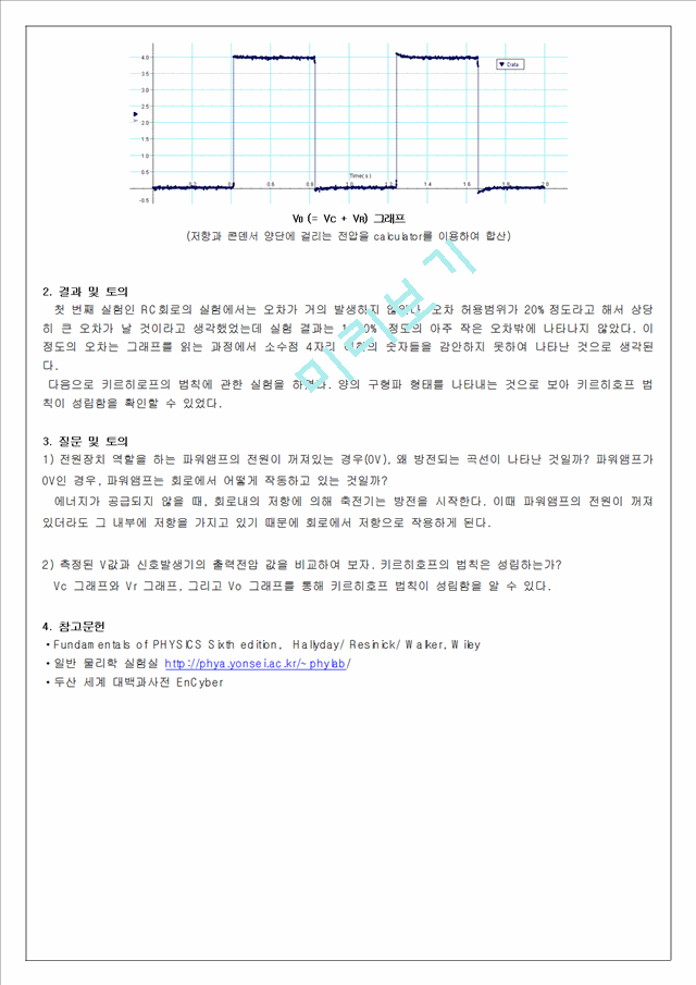 [물리학실험 레포트 보고서] RLC 직류회로 (결과).hwp